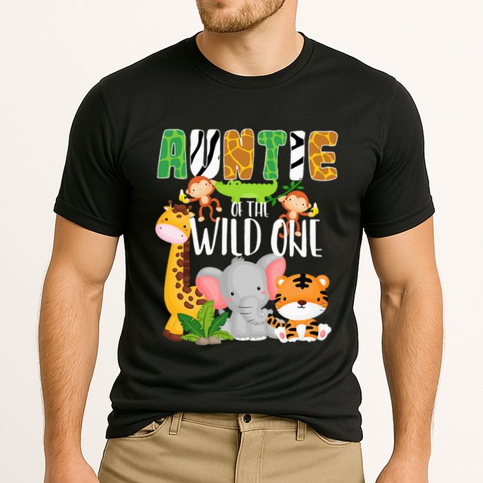 Auntie of the Wild One Zoo Theme Birthday Safari Animals Cooling Performance Crew T-Shirt