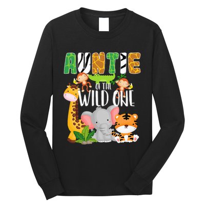 Auntie of the Wild One Zoo Theme Birthday Safari Animals Long Sleeve Shirt