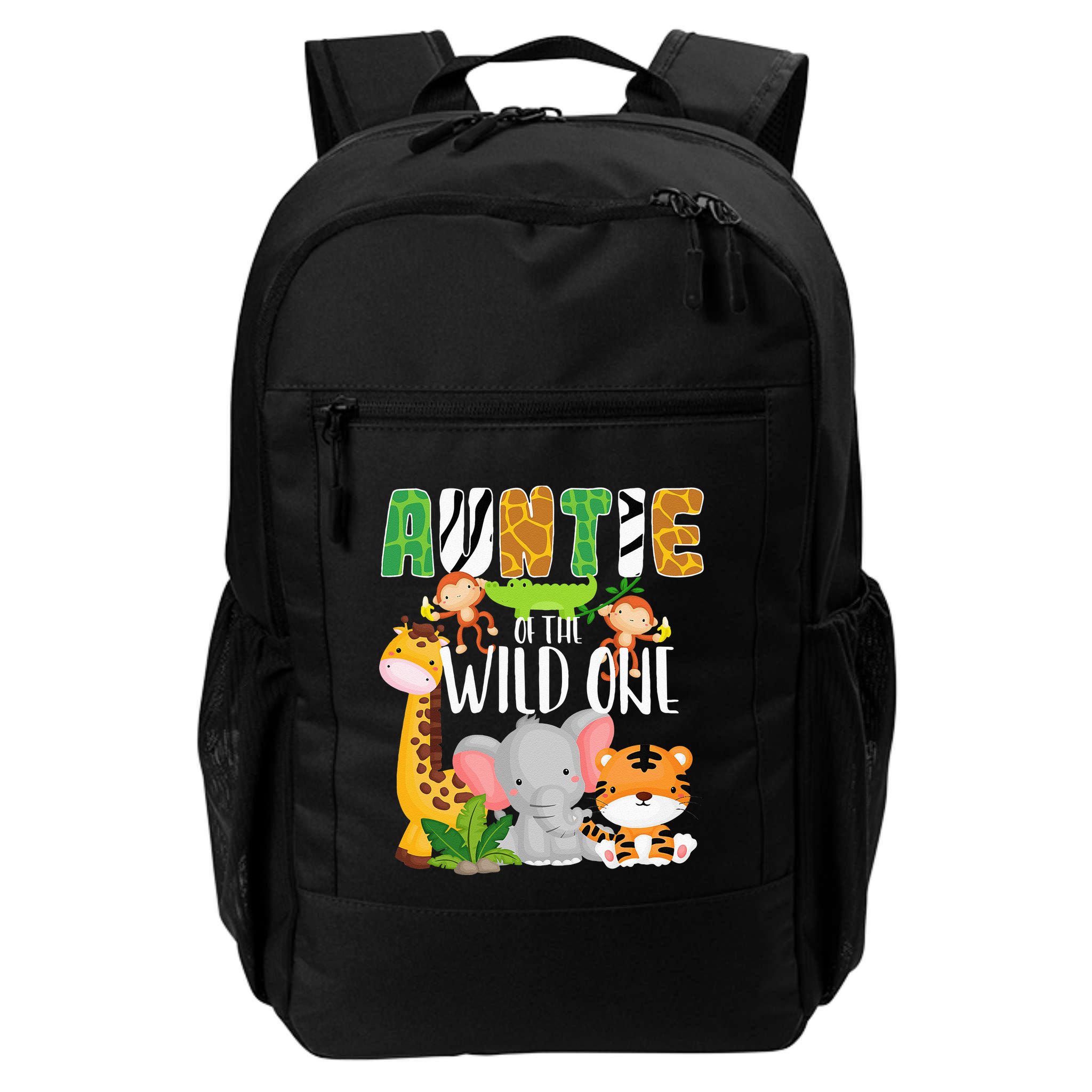 Auntie of the Wild One Zoo Theme Birthday Safari Animals Backpack