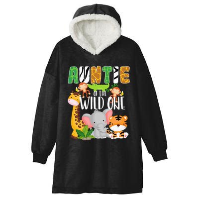 Auntie of the Wild One Zoo Theme Birthday Safari Animals Hooded Wearable Blanket