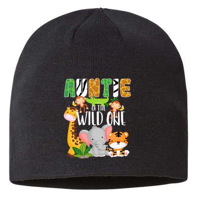 Auntie of the Wild One Zoo Theme Birthday Safari Animals Sustainable Beanie