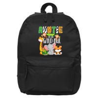 Auntie of the Wild One Zoo Theme Birthday Safari Animals 16 in Basic Backpack