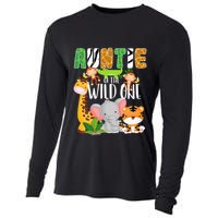 Auntie of the Wild One Zoo Theme Birthday Safari Animals Cooling Performance Long Sleeve Crew