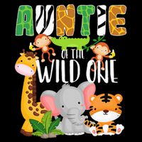 Auntie of the Wild One Zoo Theme Birthday Safari Animals Cooling Performance Long Sleeve Crew