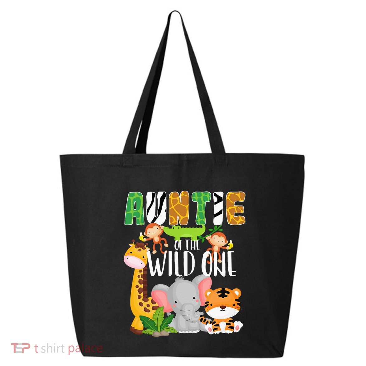 Auntie of the Wild One Zoo Theme Birthday Safari Animals 25L Jumbo Tote