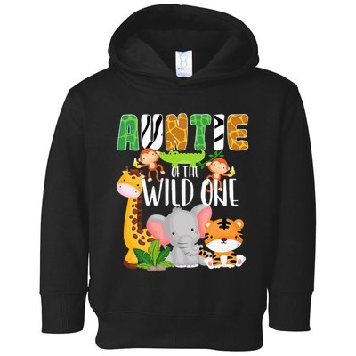 Auntie of the Wild One Zoo Theme Birthday Safari Animals Toddler Hoodie