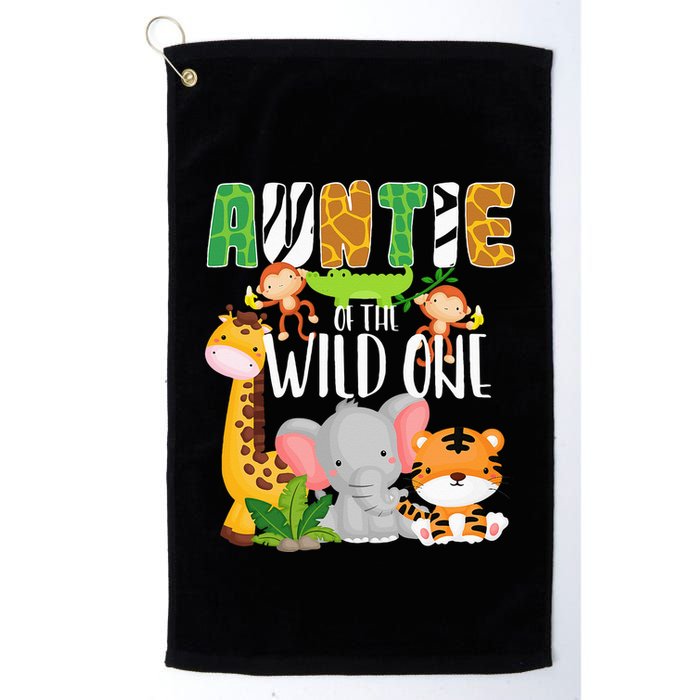 Auntie of the Wild One Zoo Theme Birthday Safari Animals Golf Towel