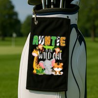 Auntie of the Wild One Zoo Theme Birthday Safari Animals Golf Towel