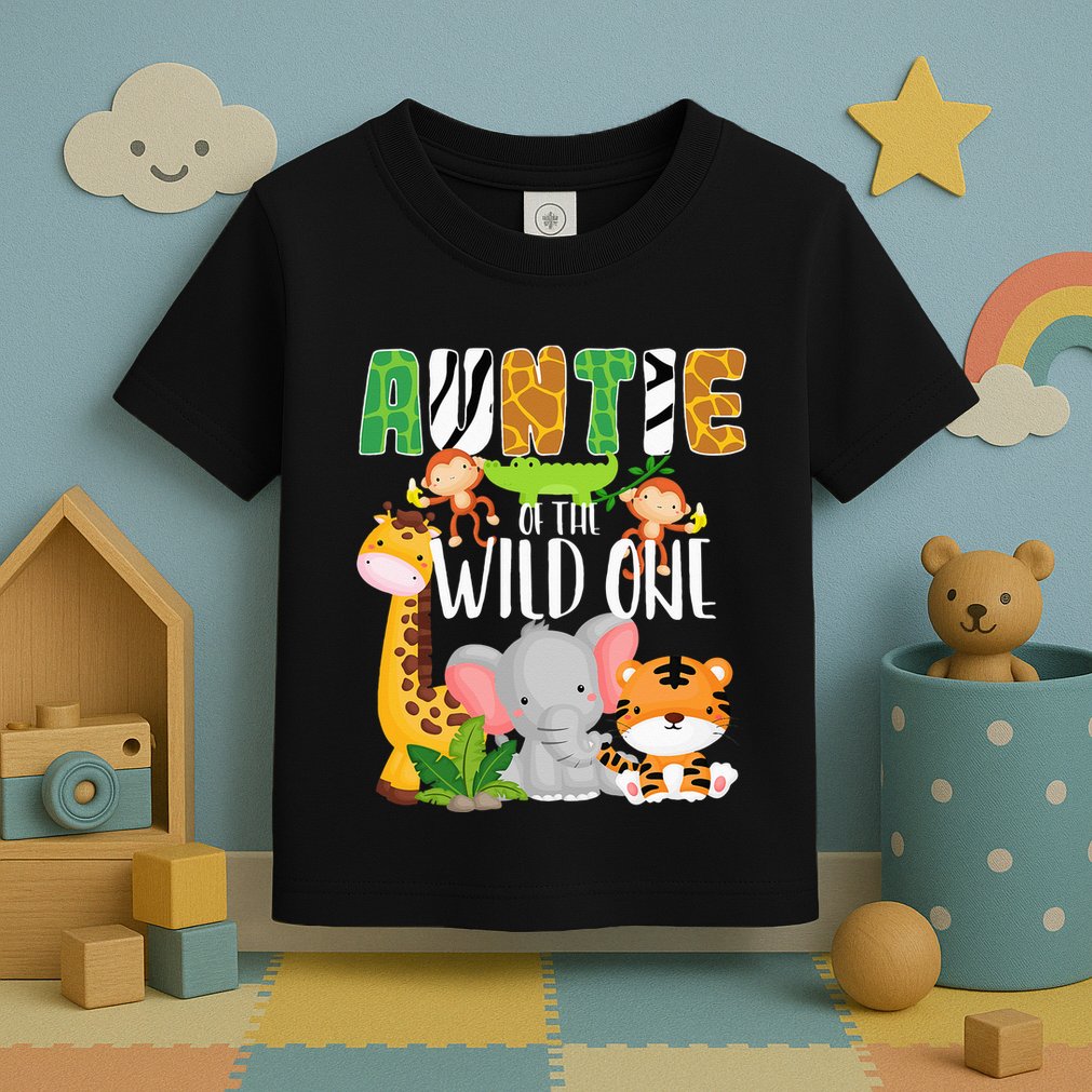 Auntie of the Wild One Zoo Theme Birthday Safari Animals Toddler T-Shirt
