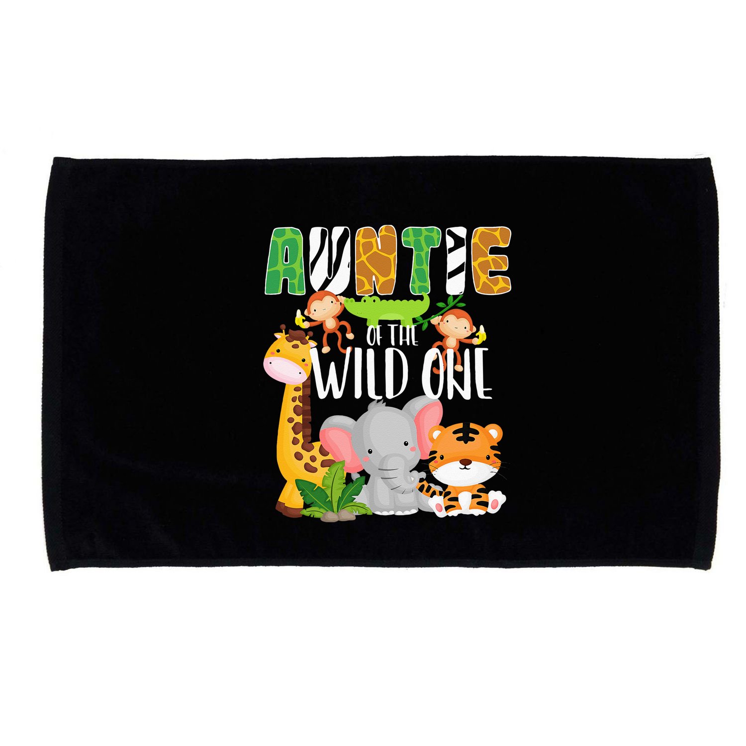 Auntie of the Wild One Zoo Theme Birthday Safari Animals Microfiber Hand Towel