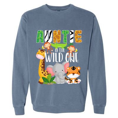 Auntie of the Wild One Zoo Theme Birthday Safari Animals Garment-Dyed Sweatshirt