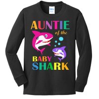 Auntie Of The Baby Birthday Shark Auntie Shark Mother's Day Kids Long Sleeve Shirt