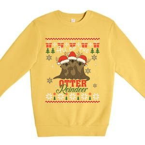 All Of The Otter Reindeer Christmas Funny Cute Ugly Sweater Gift Premium Crewneck Sweatshirt