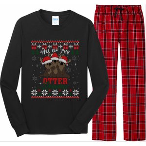 All Of The Otter Reindeer Christmas Funny Cute Ugly Sweater Gift Long Sleeve Pajama Set