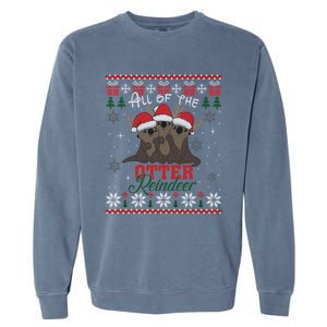 All Of The Otter Reindeer Christmas Funny Cute Ugly Sweater Gift Garment-Dyed Sweatshirt