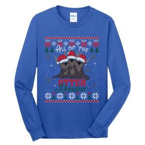 All Of The Otter Reindeer Christmas Funny Cute Ugly Sweater Gift Tall Long Sleeve T-Shirt