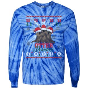 All Of The Otter Reindeer Christmas Funny Cute Ugly Sweater Gift Tie-Dye Long Sleeve Shirt