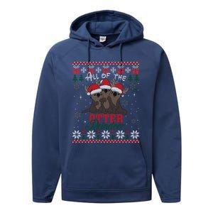 All Of The Otter Reindeer Christmas Funny Cute Ugly Sweater Gift Performance Fleece Hoodie