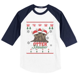 All Of The Otter Reindeer Christmas Funny Cute Ugly Sweater Gift Baseball Sleeve Shirt