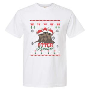 All Of The Otter Reindeer Christmas Funny Cute Ugly Sweater Gift Garment-Dyed Heavyweight T-Shirt