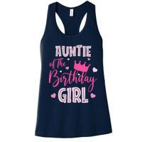 Auntie Of The Birthday Girl Cute Pink Matching Family Women's Racerback Tank