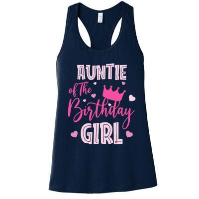 Auntie Of The Birthday Girl Cute Pink Matching Family Women's Racerback Tank