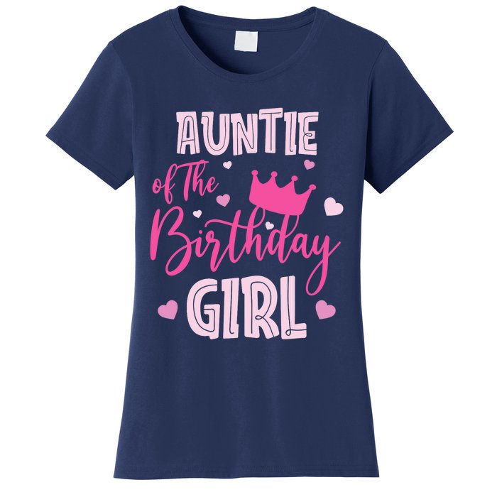 Auntie Of The Birthday Girl Cute Pink Matching Family Women's T-Shirt