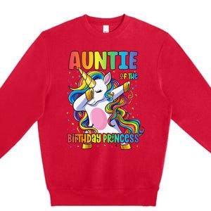 Auntie of the Birthday Princess Aunt Dabbing Unicorn Premium Crewneck Sweatshirt