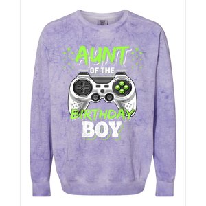 Aunt Of The Birthday Boy Matching Video Game Birthday Gift Colorblast Crewneck Sweatshirt