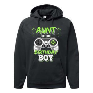 Aunt Of The Birthday Boy Matching Video Game Birthday Gift Performance Fleece Hoodie