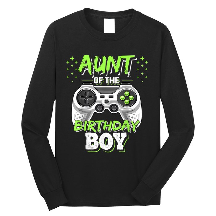 Aunt Of The Birthday Boy Matching Video Game Birthday Gift Long Sleeve Shirt