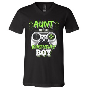 Aunt Of The Birthday Boy Matching Video Game Birthday Gift V-Neck T-Shirt