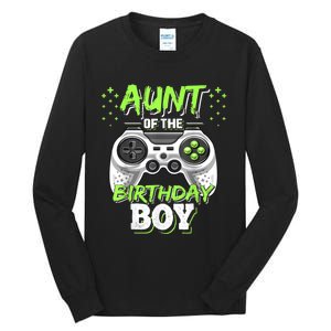 Aunt Of The Birthday Boy Matching Video Game Birthday Gift Tall Long Sleeve T-Shirt