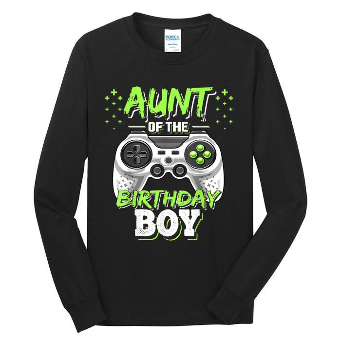 Aunt Of The Birthday Boy Matching Video Game Birthday Gift Tall Long Sleeve T-Shirt