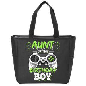 Aunt Of The Birthday Boy Matching Video Game Birthday Gift Zip Tote Bag