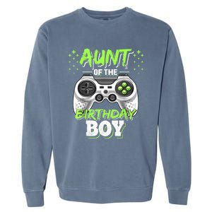 Aunt Of The Birthday Boy Matching Video Game Birthday Gift Garment-Dyed Sweatshirt