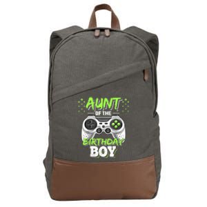 Aunt Of The Birthday Boy Matching Video Game Birthday Gift Cotton Canvas Backpack