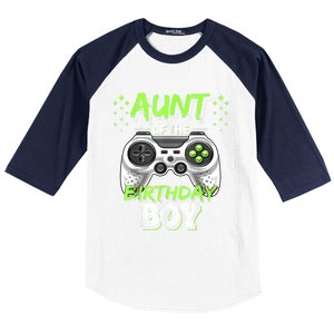 Aunt Of The Birthday Boy Matching Video Game Birthday Gift Baseball Sleeve Shirt