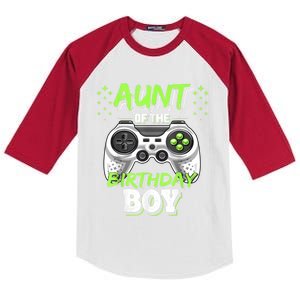 Aunt Of The Birthday Boy Matching Video Game Birthday Gift Kids Colorblock Raglan Jersey