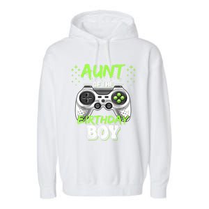 Aunt Of The Birthday Boy Matching Video Game Birthday Gift Garment-Dyed Fleece Hoodie