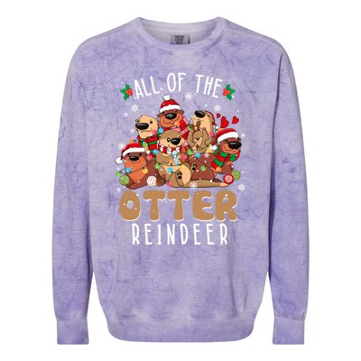 All Of The Otter Reindeer Merry Christmas Pajama Family Xmas Gift Colorblast Crewneck Sweatshirt