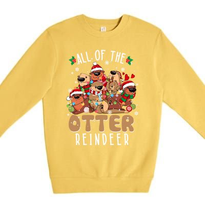 All Of The Otter Reindeer Merry Christmas Pajama Family Xmas Gift Premium Crewneck Sweatshirt