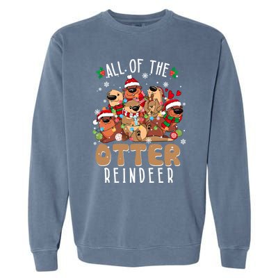 All Of The Otter Reindeer Merry Christmas Pajama Family Xmas Gift Garment-Dyed Sweatshirt