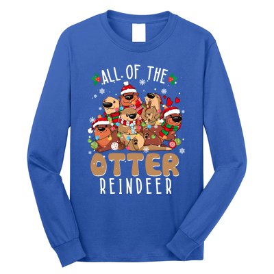 All Of The Otter Reindeer Merry Christmas Pajama Family Xmas Gift Long Sleeve Shirt