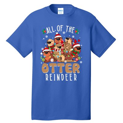 All Of The Otter Reindeer Merry Christmas Pajama Family Xmas Gift Tall T-Shirt