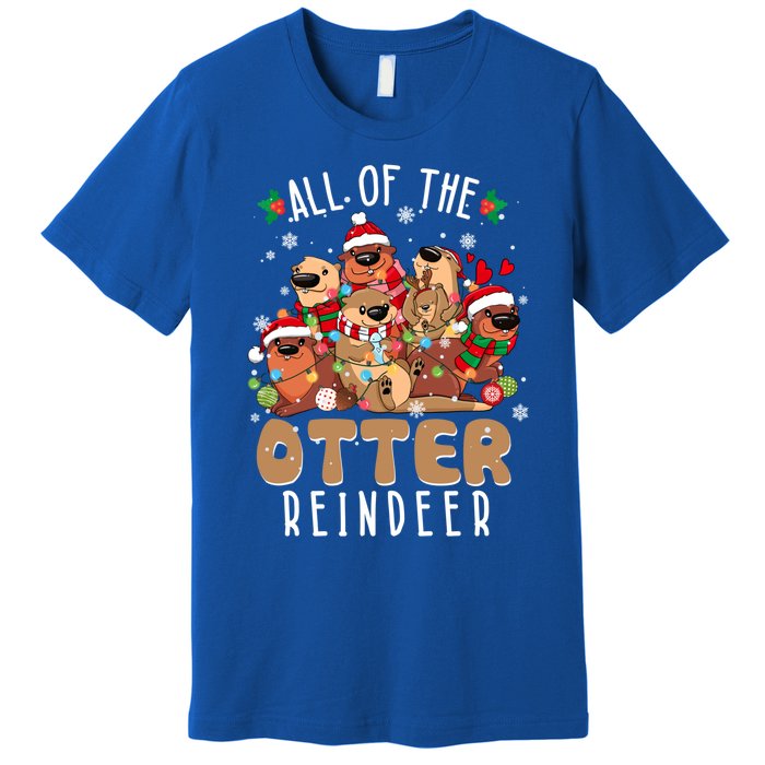 All Of The Otter Reindeer Merry Christmas Pajama Family Xmas Gift Premium T-Shirt