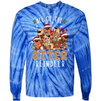 All Of The Otter Reindeer Merry Christmas Pajama Family Xmas Gift Tie-Dye Long Sleeve Shirt