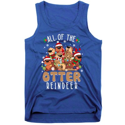 All Of The Otter Reindeer Merry Christmas Pajama Family Xmas Gift Tank Top