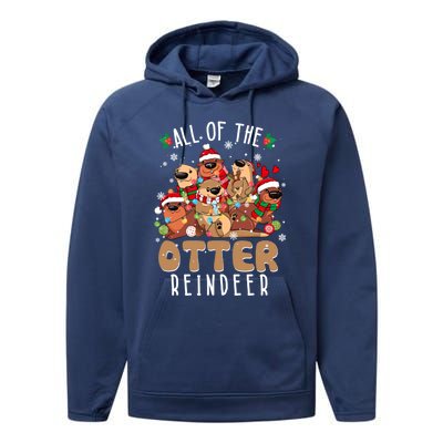 All Of The Otter Reindeer Merry Christmas Pajama Family Xmas Gift Performance Fleece Hoodie