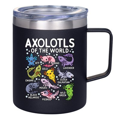 Axolotls Of The World Cute Kawaii Axolotl 12oz Stainless Steel Coffee Mug